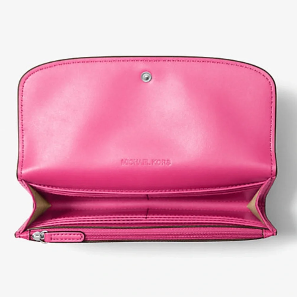 Michael Kors Hamilton Large Leather Flap Continental Wallet Dragonfruit NWT